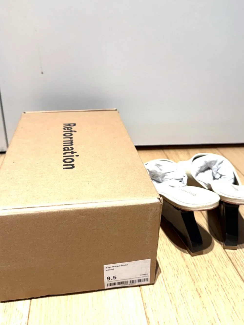 Reformation White Enya Wedge Sandal - Size 9.5